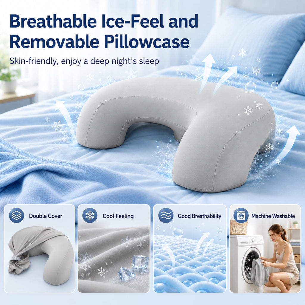 AMTPM Side Sleeper Pillow with Arm Holes, Ergonomic Memory Foam Cervical Pillow for Neck and Shoulder Pain Relief for Side Back Stomach Sleeper