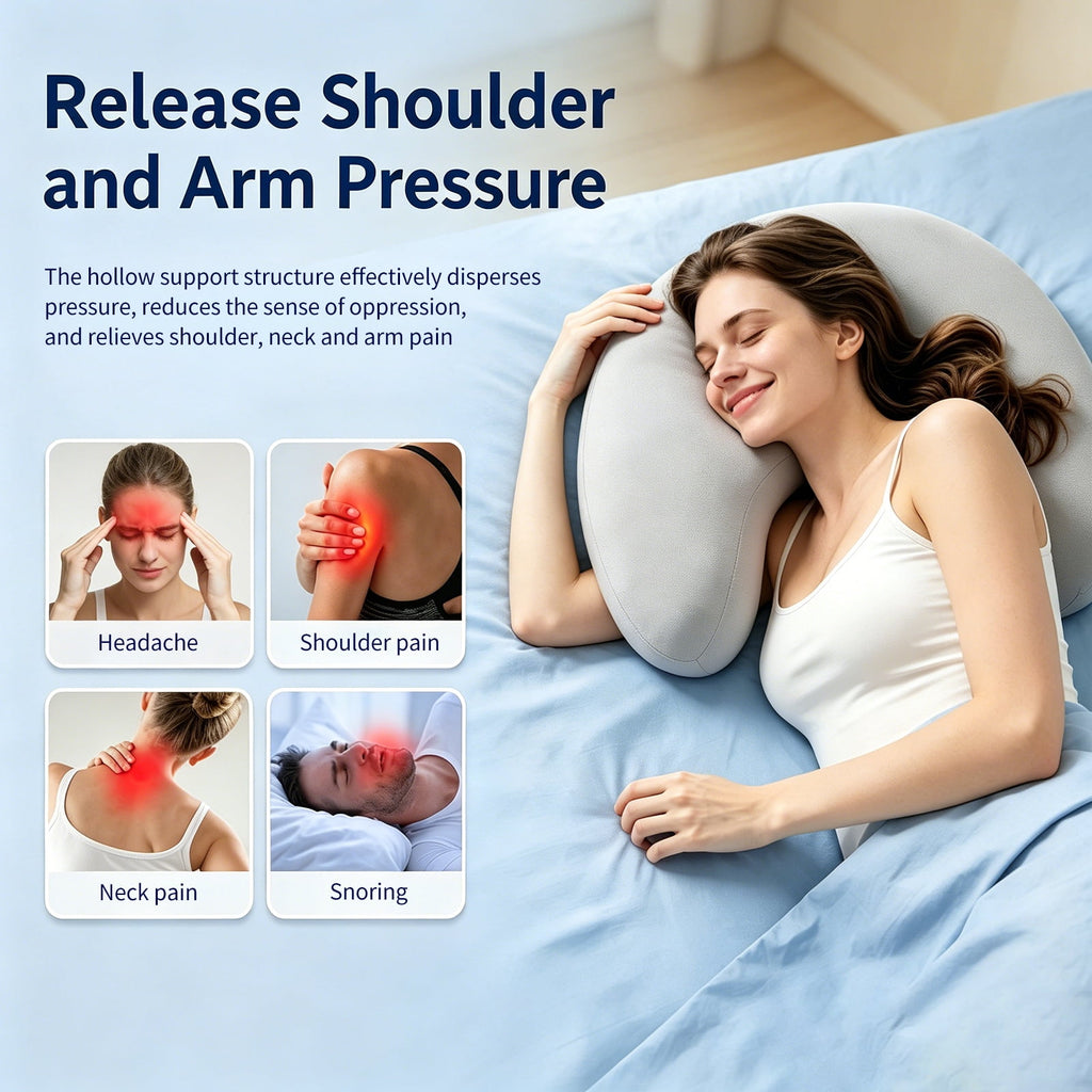 AMTPM Side Sleeper Pillow with Arm Holes, Ergonomic Memory Foam Cervical Pillow for Neck and Shoulder Pain Relief for Side Back Stomach Sleeper